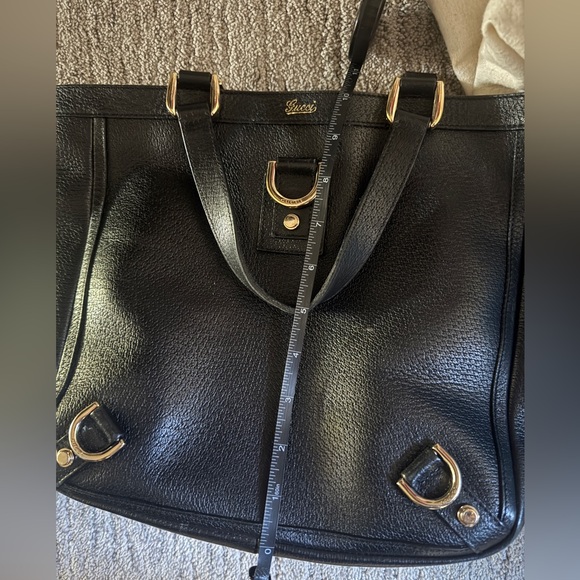 Vintage Gucci Black Leather Tote with Gold Accents - Picture 9 of 10